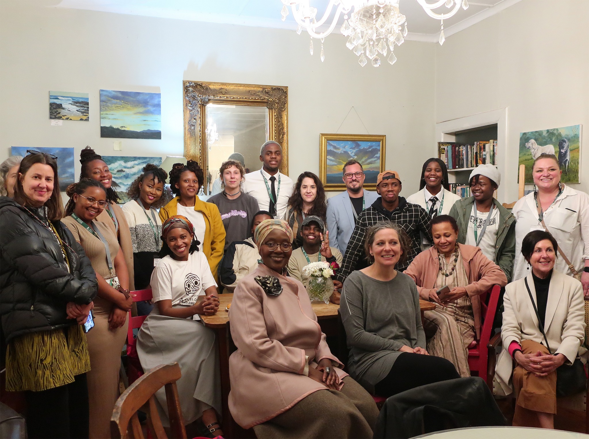 Photo of the Keynote Speaker, Prof Hlonipha Mokoena, and some of the participants at the SAVAH Conference dinner.